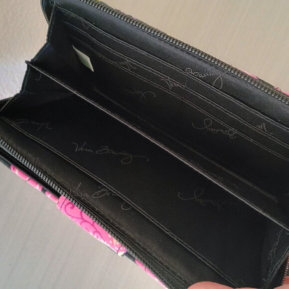 EEUC VERA BRADLEY PIROUETTE PINK DESIGN TURNLOCK FABRIC WALLET 5" X 8" - Picture 4 of 4